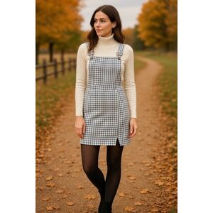 Gingham Mini Overall Dress Jumper | Fall Layered Autumn Cottagecore